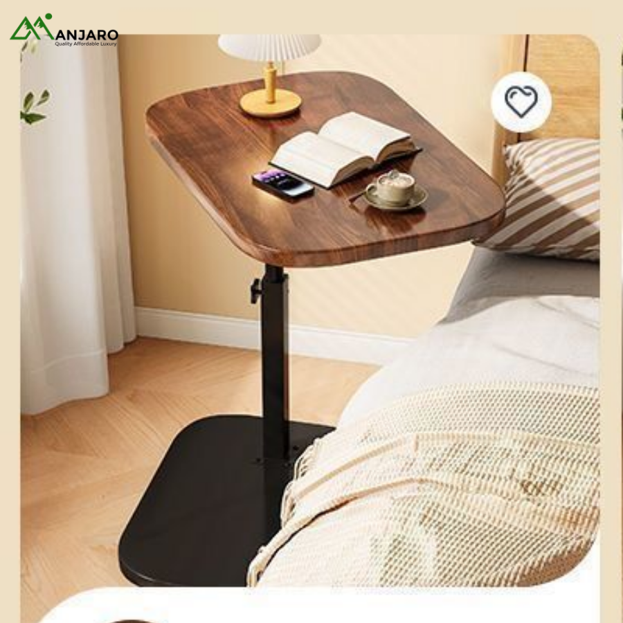 Movable & Liftable Bedside Table – Modern Sofa Side Small Coffee Table with Storage Rack for Bedroom & Living Room