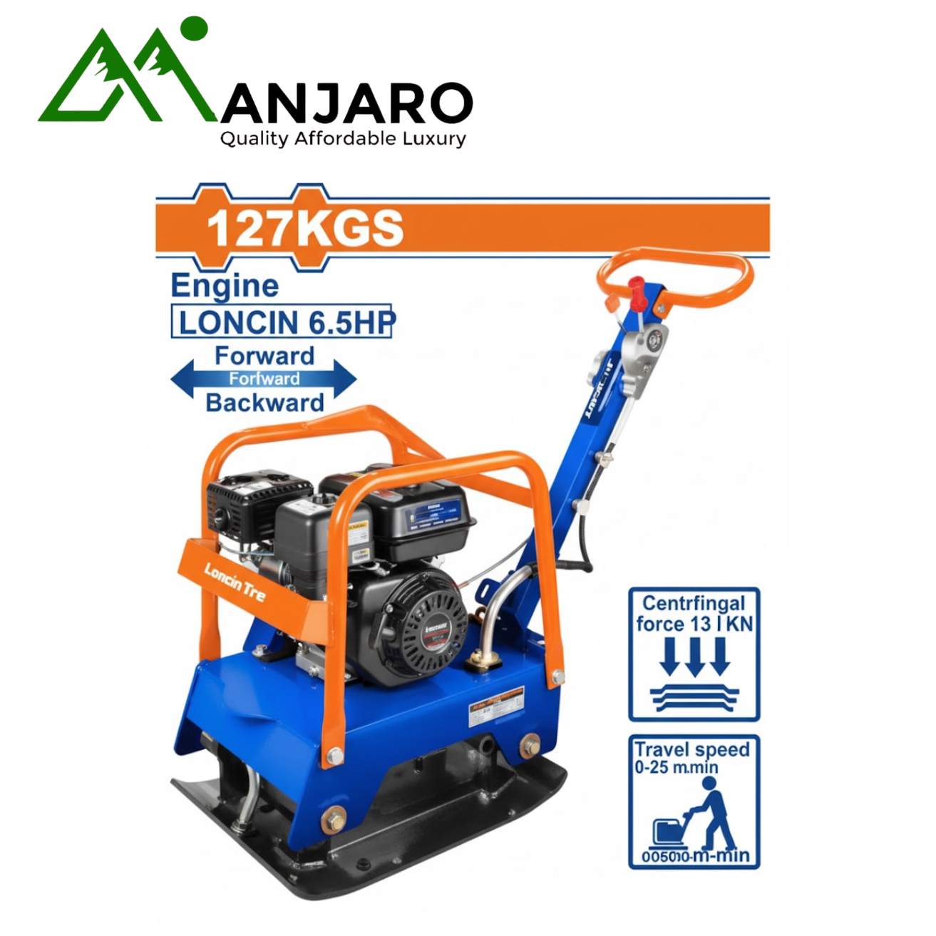 WPA2A125 Gasoline Reversible Plate Compactor 4.8kW (6.5HP)