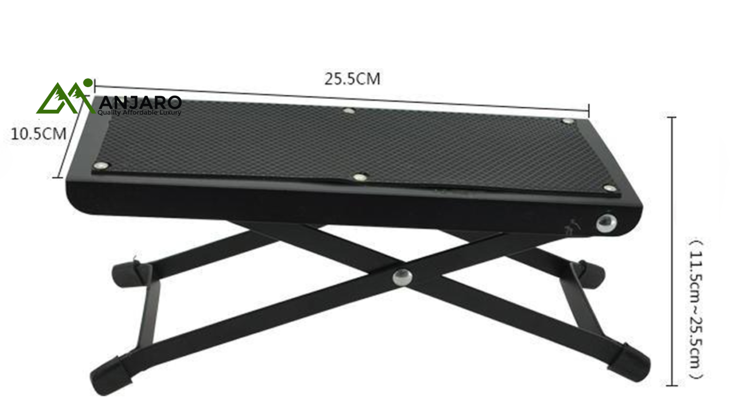 Adjustable Guitar Footstool – 11.5–25.5cm Height | Durable Iron Build with Anti-Slip Surface for Perfect Playing Posture