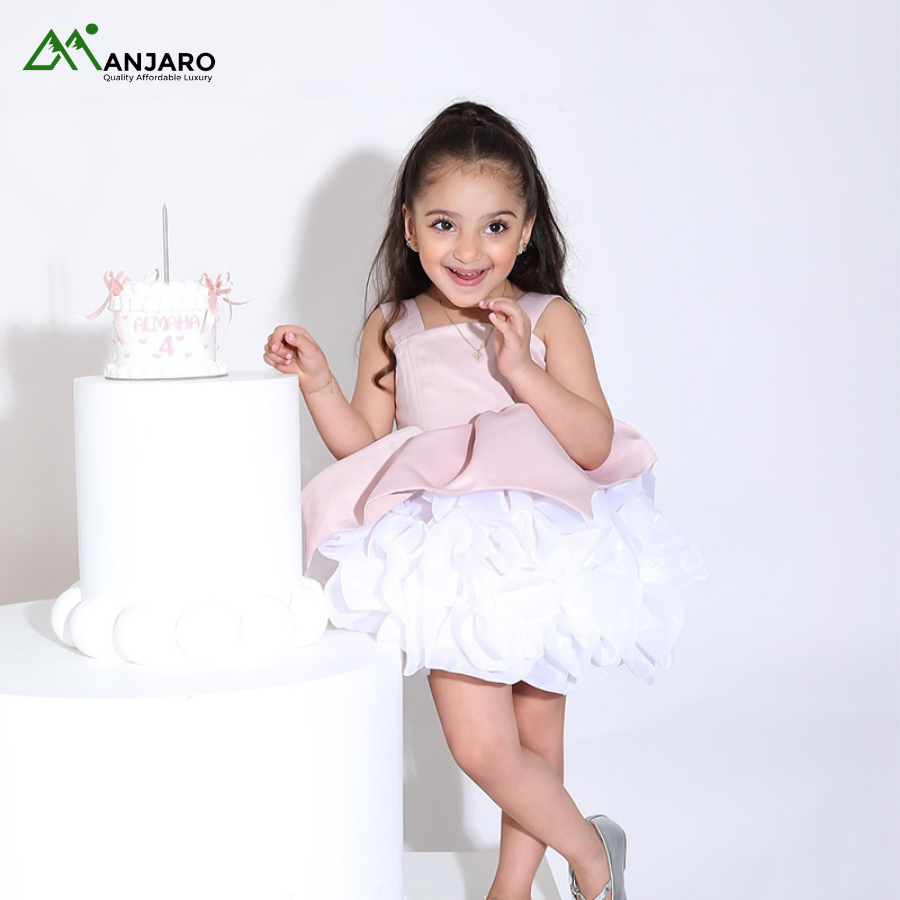 Summer Pink Girls Boutique Dress 3-7Y | Breathable Velvet Princess Party Gown for Kids