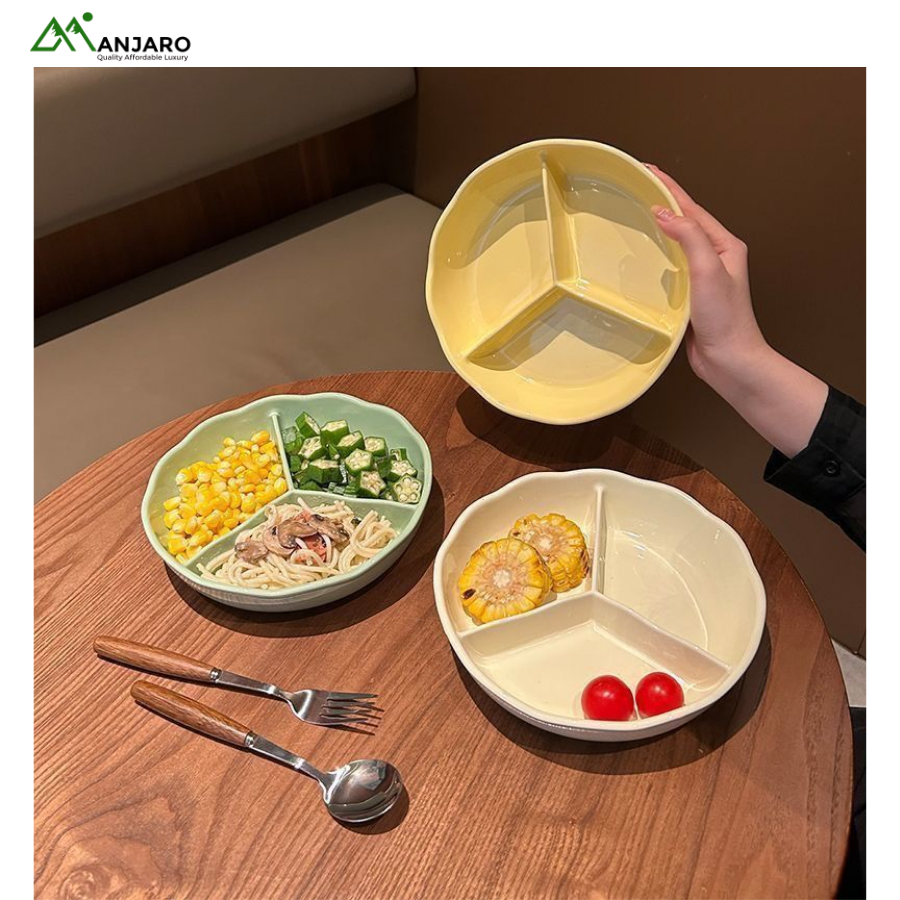 Ceramic Dielectric Dinner Plate – Round Nordic-Style Portion Plate for Healthy Eating & Adult Fat-Reduction (Shipping Fee Included)