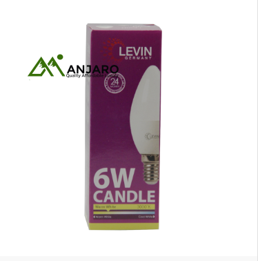 LEVIN LED C37 Candle Bulb E14 – 6W 3000K Warm White Light