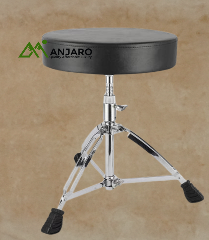 T-500 Large Round Face Drum Throne – 25mm Alloy Frame, Leather Sponge Seat, 50–68cm Adjustable Height