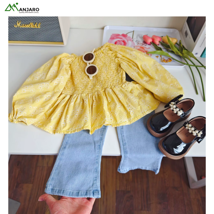 Hot Selling Girls 2-Piece Spring Clothing Set – Cute Top & Skirt/Jeans, Comfortable Daily Wear(Shipping Fee Included)