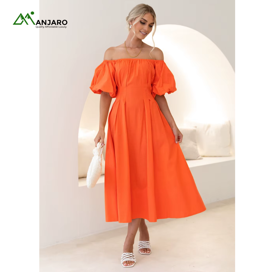 D&M Women’s Bohemian Summer Maxi Dress – Loose, V-Neck, Ruffle Hem, Breathable & Holiday-Ready Elegance(Shiping Fee Included)