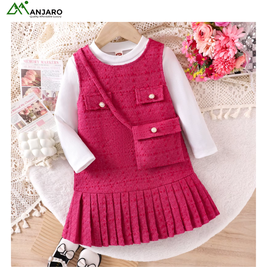 Korean Style Girls Summer Party Dress – Knee-Length Breathable Satin A-Line Outfit for Birthdays & Events(Shipping Fee Included)