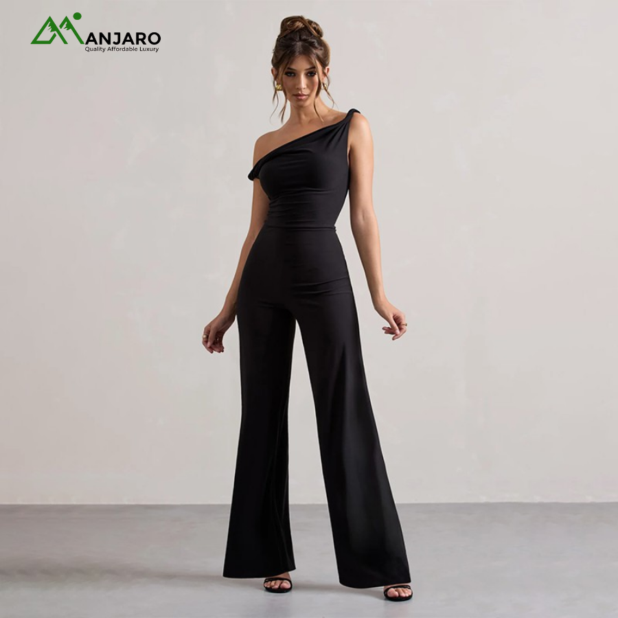 D&M Women’s Satin Strapless Jumpsuit – High Waist, Elegant Summer Party Wear, Sleeveless Full-Length(Shipping Fee Included)