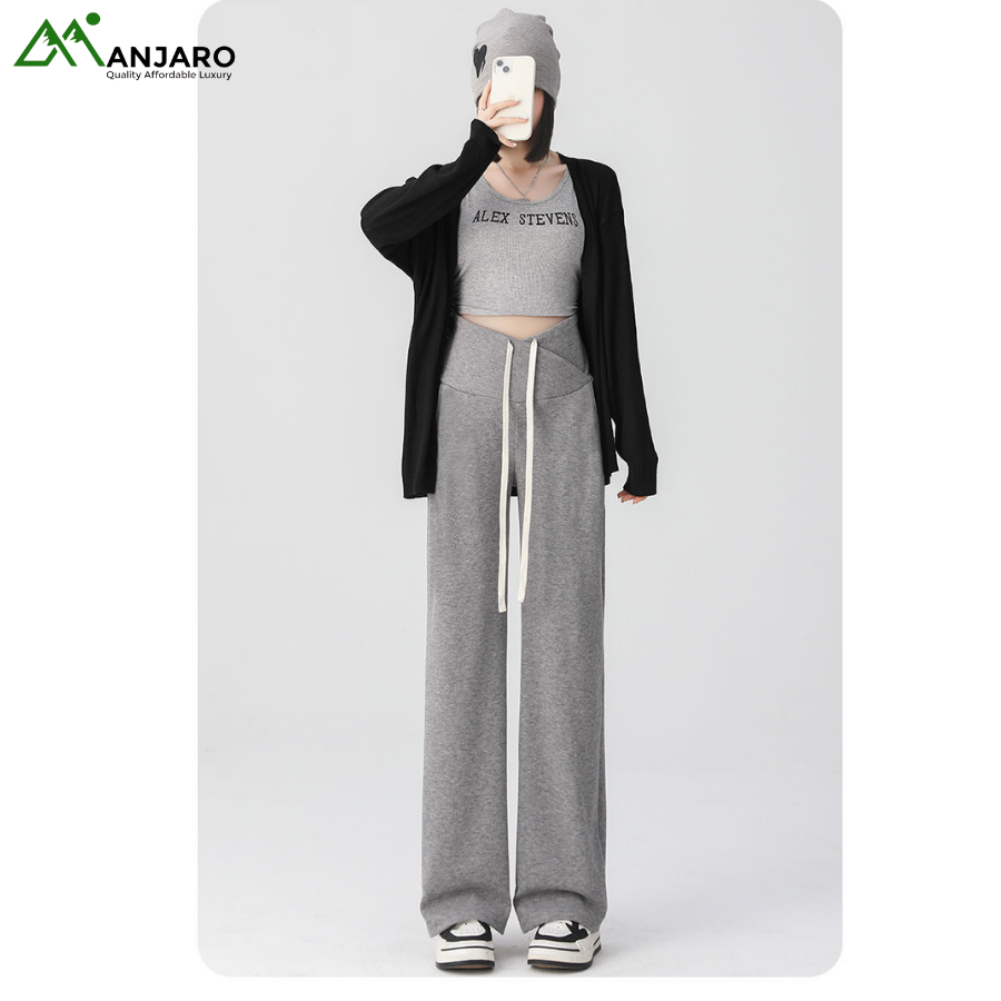 Maternity Wide Leg Pants – Adjustable High-Waist Elastic Support, Warm Fleece-Lined & Spring–Winter Wear(Shipping Fee Included)