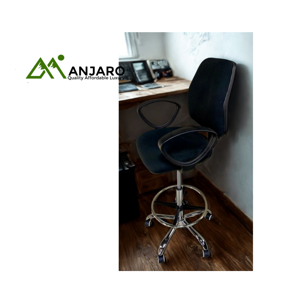 Ergonomic High-Back Swivel Office Chair with Armrests & Foot Ring – Adjustable Height
