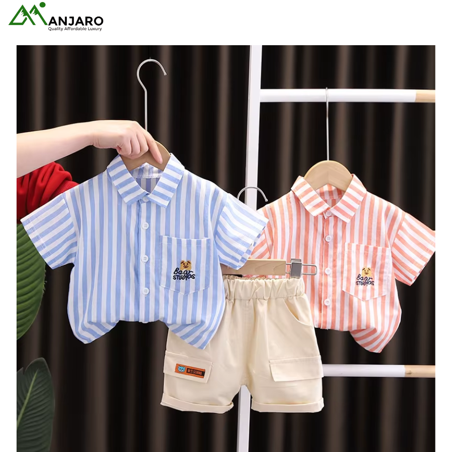 Summer Boys Cotton Clothing Set – Short Sleeve Polo T-Shirt & Shorts Casual 2-Piece Outfit (Shipping Fee Included)