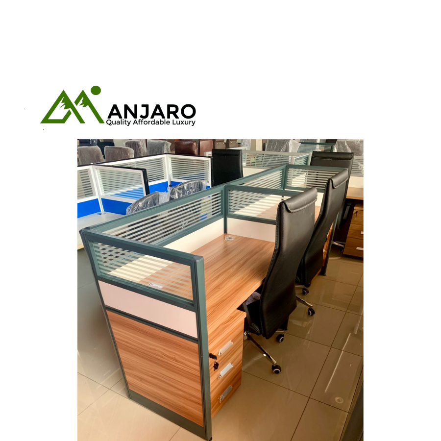 2-Seater Modular Office Workstation Desk with Storage Drawers – Compact Cubicle Design