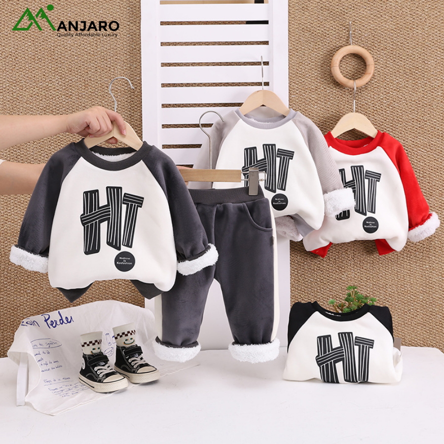 Winter Kids Outdoor Clothing Set – Long-Sleeve Round Neck Top & Pants 2-Piece Sports Casual Wear(Shipping Fee Included)