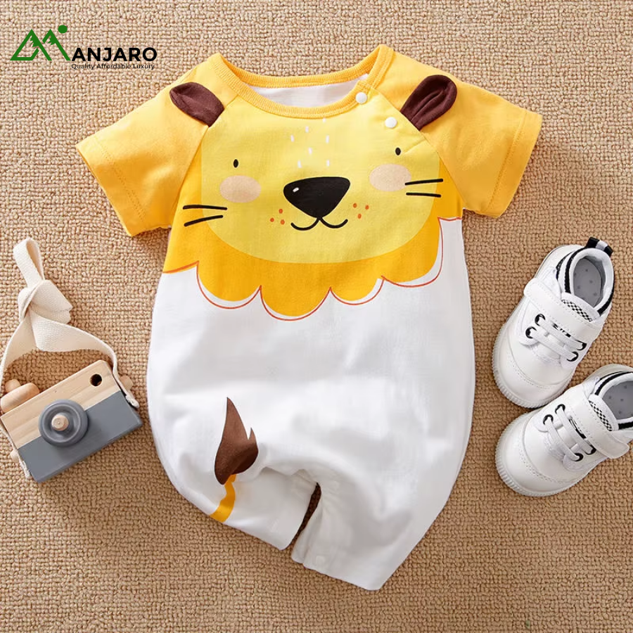 Baby Clothes Cute Cartoon Summer Thin Pullover Romper – 100% Cotton Short-Sleeve Infant Jumpsuit (Shipping Fee Included)