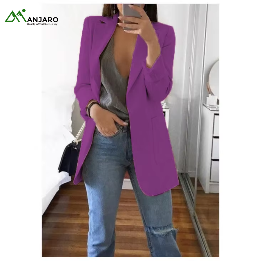 D&M Ladies Plus Size Office Wear Blazer – Regular Fit, Breathable Worsted Fabric, Elegant 3D Embroidery(Shipping Fee Included)