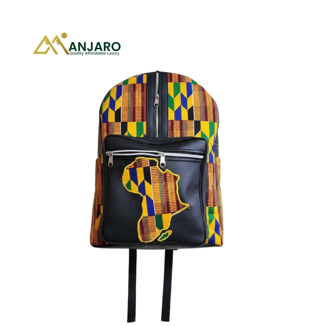 Artisan Kente Africa Map Backpack – Vibrant Multi-Color