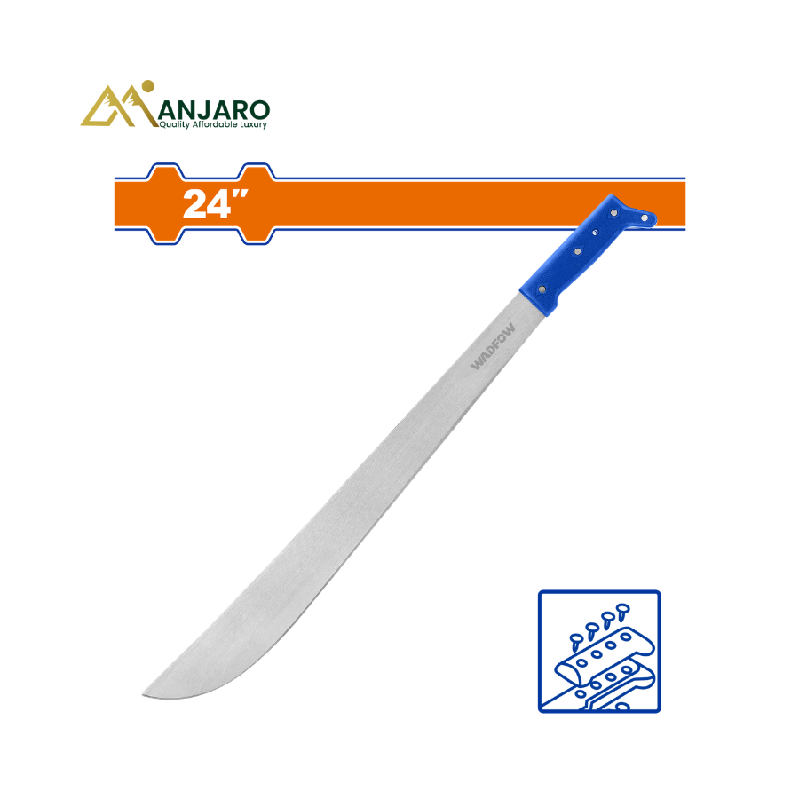 Wadfow Bush Machete – Carbon Steel Riveted Blade with Non-Skid Handle – 24 Inch WNU0124