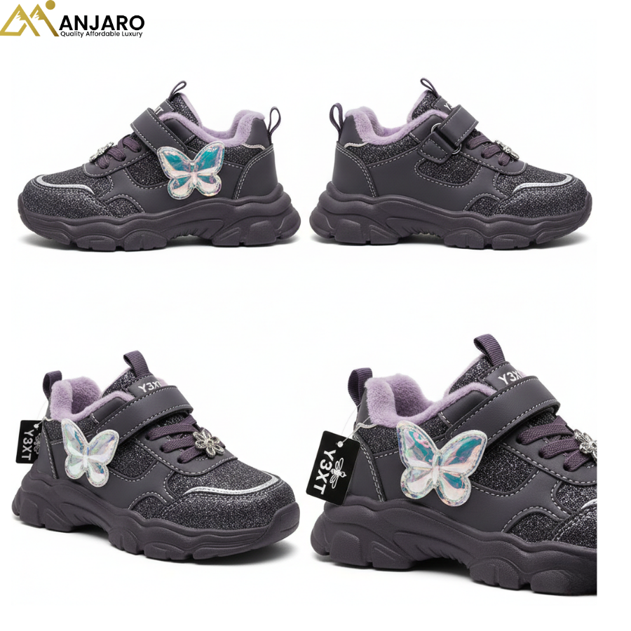 UrbanGlow Girls Chunky Sneakers – Purple & Charcoal