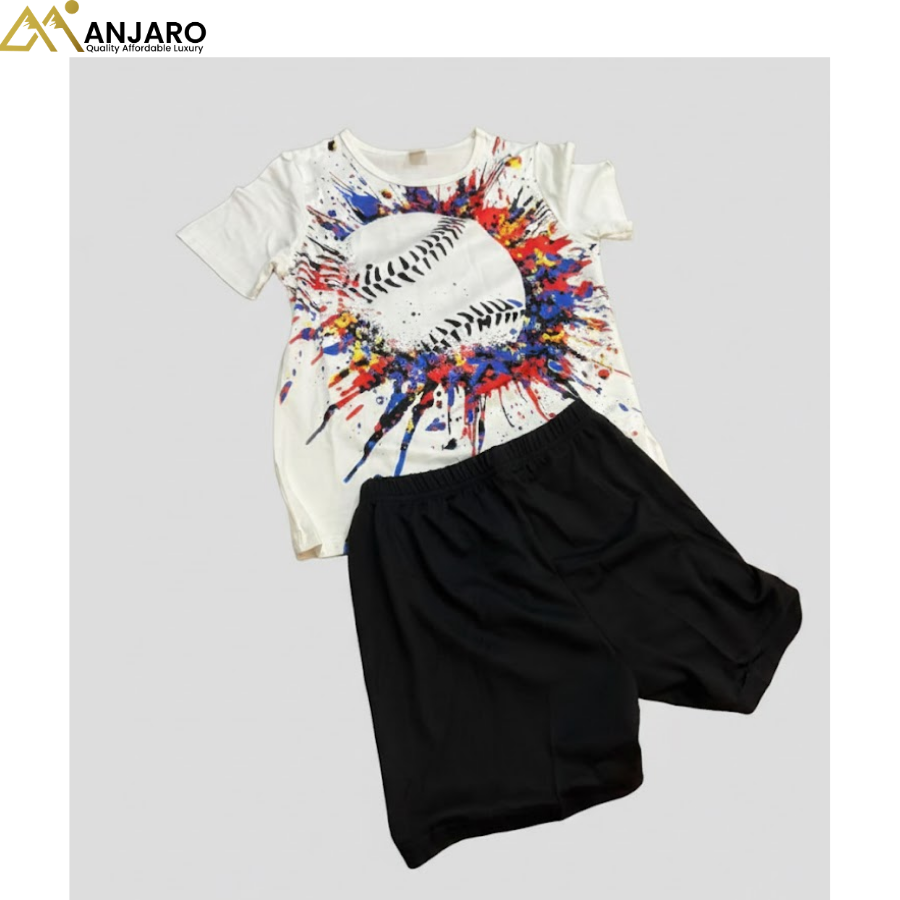 Kids Baseball Graphic T-Shirt & Shorts Set – 5/6/7 Years