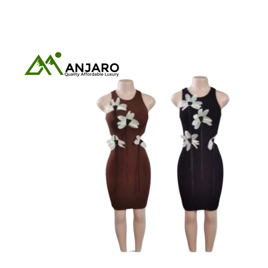 3D Floral Appliqué Bodycon Mini Dress