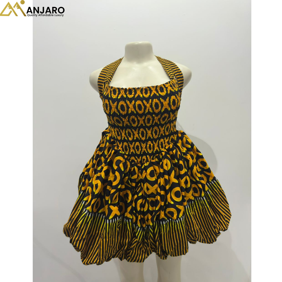 Bubble Hem Mini Dress – Yellow & Black Floral