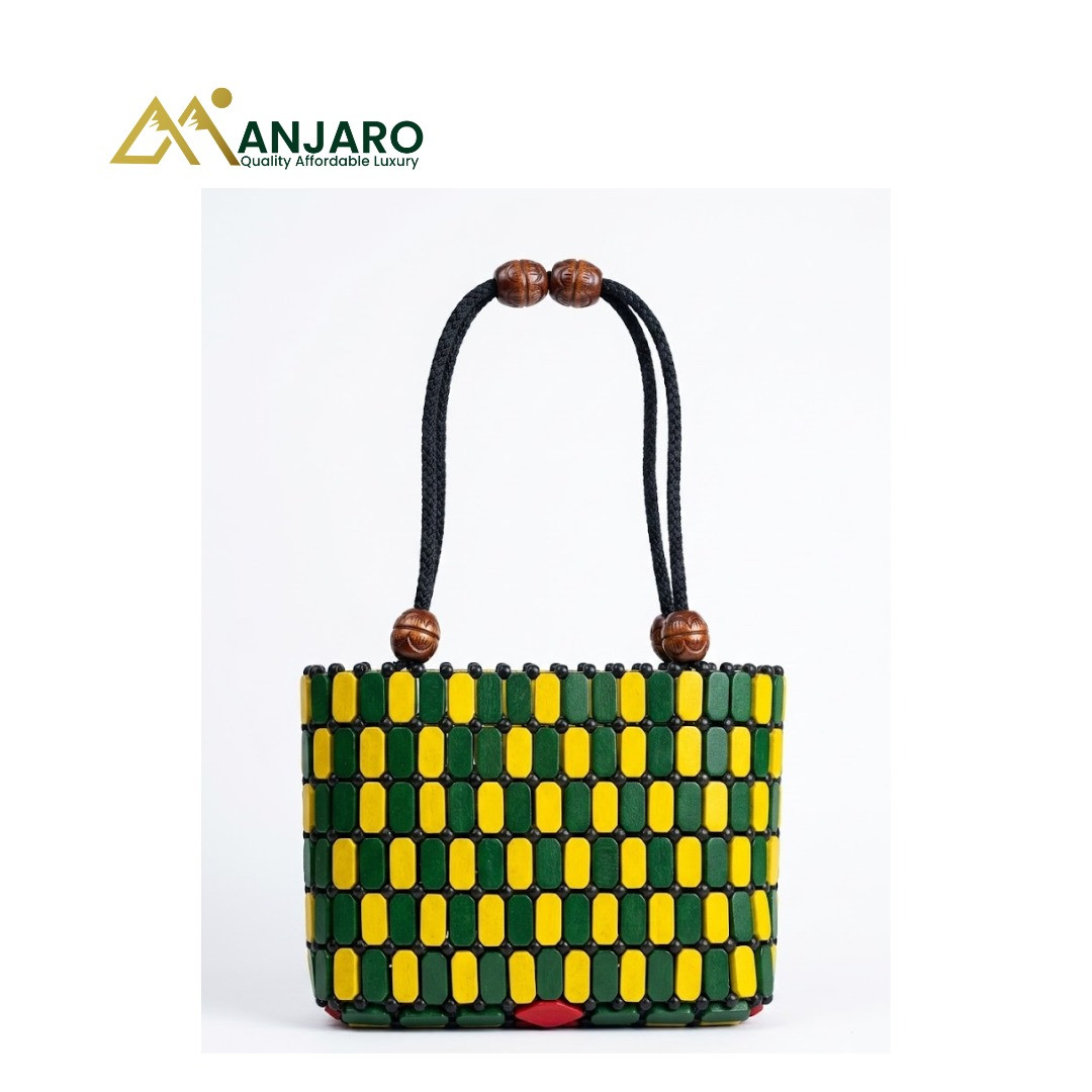 Artisan Sun-Splash Beaded Market Tote – Canary & Forest Fusion
