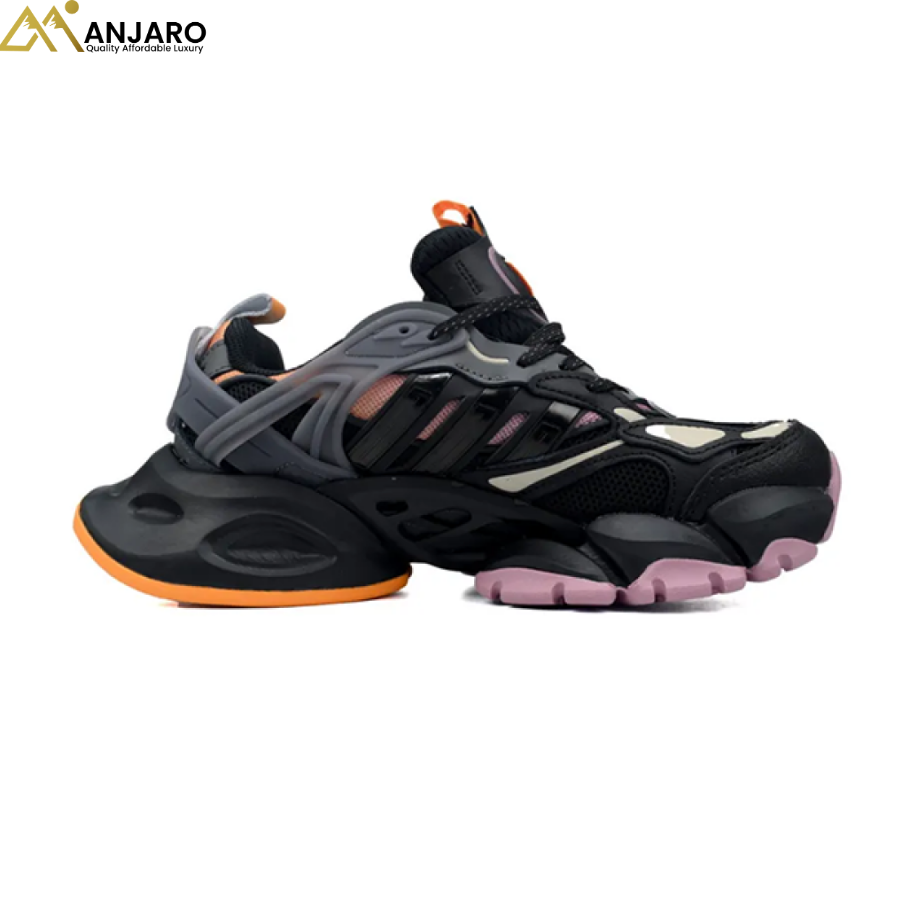 Adidas XLG Runner Deluxe sneaker in a black, grey, and purple colorway