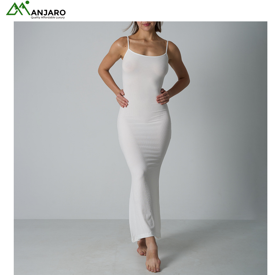 SOFT LOUNGE Rib Long Dress – Sexy Fitted Modal Lace Spaghetti Strap Slip Dress for Women, Summer(Shipping Fee Included)