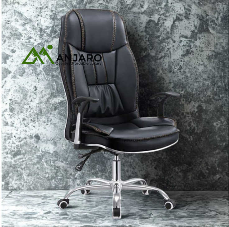 Executive Leather Swivel Chair – Ergonomic High-Back Design with Adjustable Height & Padded Armrests