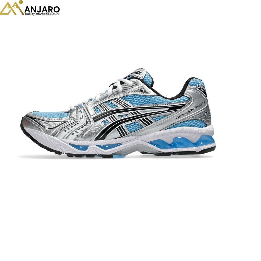 ASICS Gel-Kayano 14 running shoe in the "Arctic Sky Pure Silver" colorway