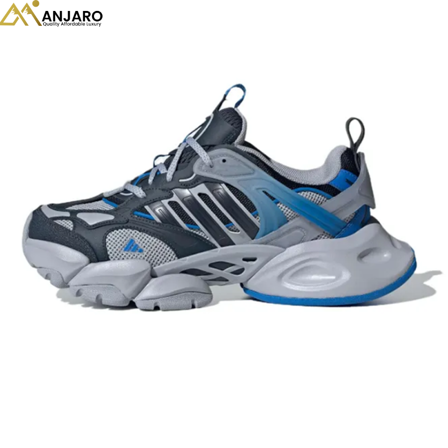 Adidas XLG Runner Deluxe sneaker in blue, navy, and grey colorway