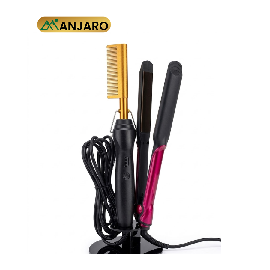 Hot Comb & Hair Straightener Combo Set – Electric Hair Styling Tool for Smoothing, Straightening & Styling