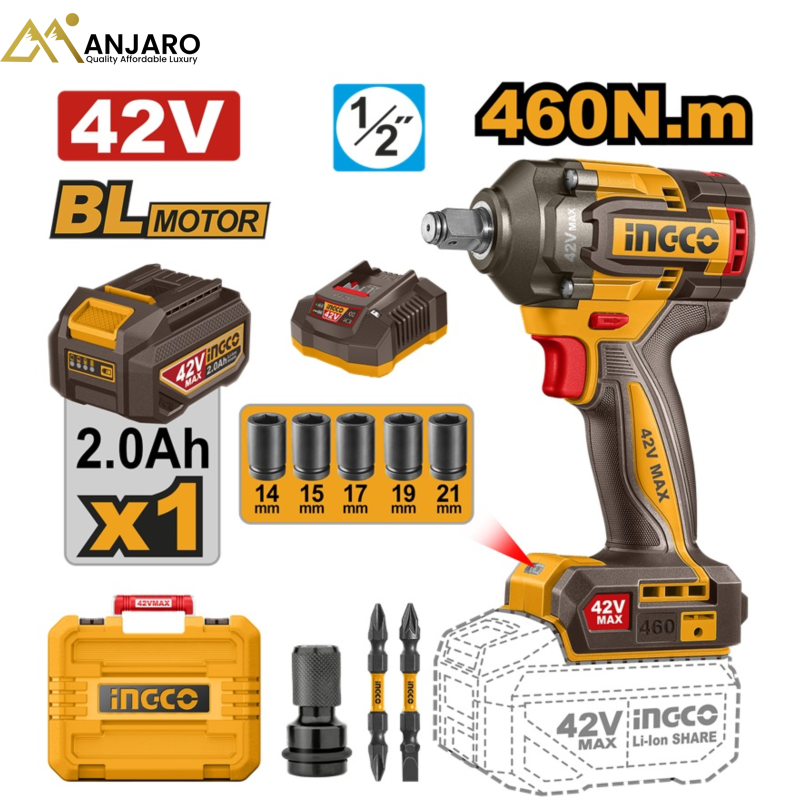 INGCO Cordless Impact Wrench 42V  CIWLI42461