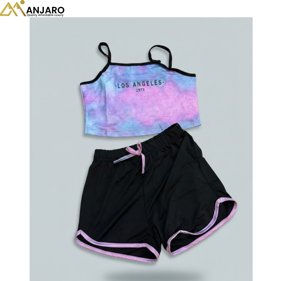 Girls “Los Angeles 1975” Crop Top & Shorts Set – 8/9/10 Years