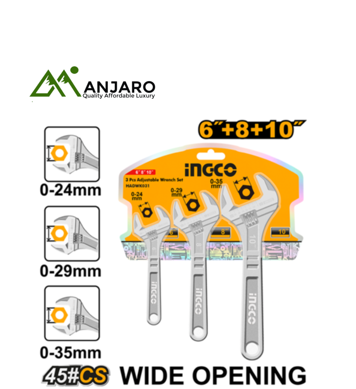 Ingco 3 Pcs Adjustable wrench set HADWK031