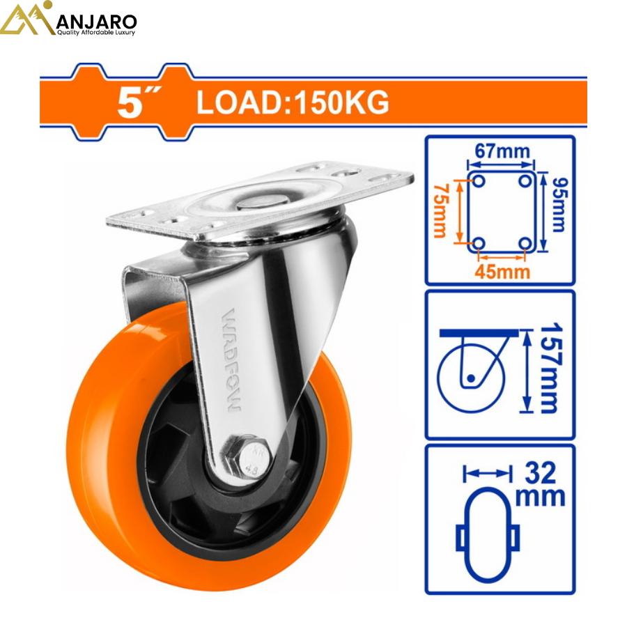 Wadfow Heavy Duty Swivel Caster Wheel – 5 Inch WJL2352