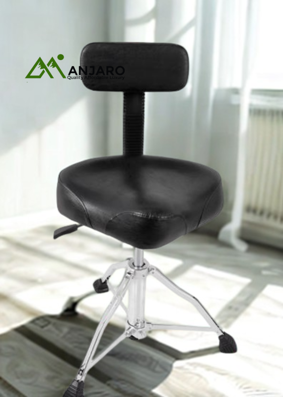 T-900BB Drum Throne with Backrest – Adjustable Height 46–63cm, Thick Leather Sponge Seat, Alloy Frame