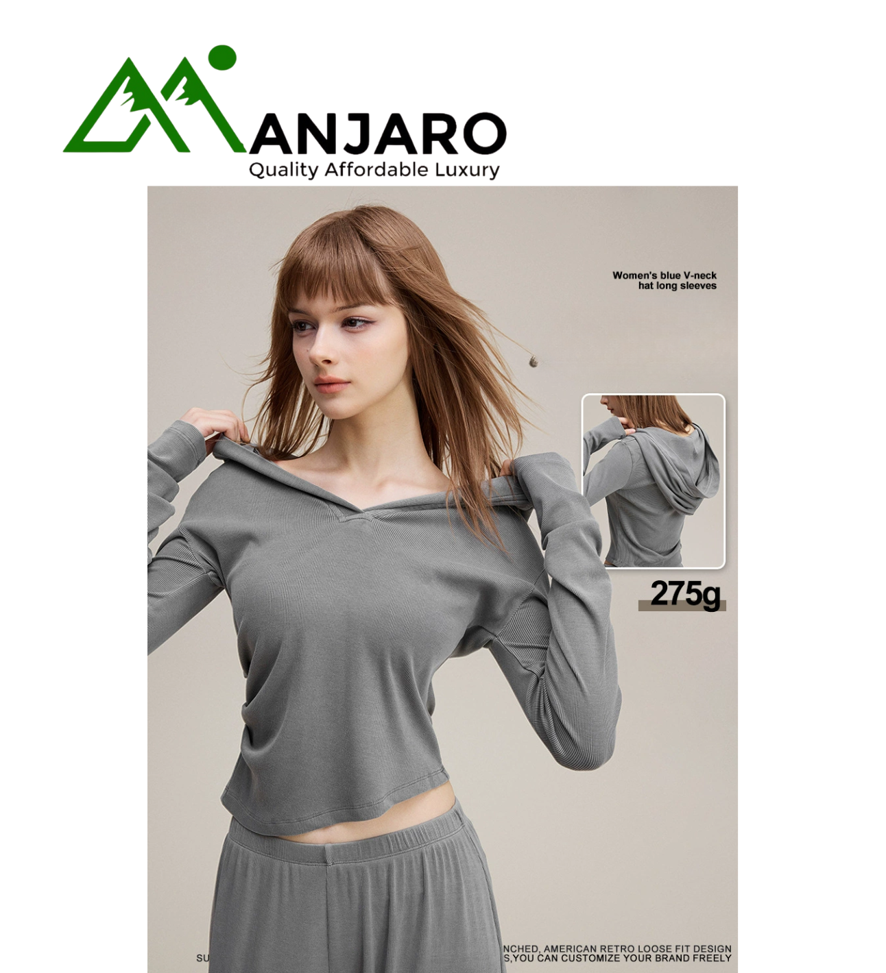 BE Women’s  Autumn Retro Hot Girl V-Neck Hooded Slim T-Shirt (Shipping fee Included)