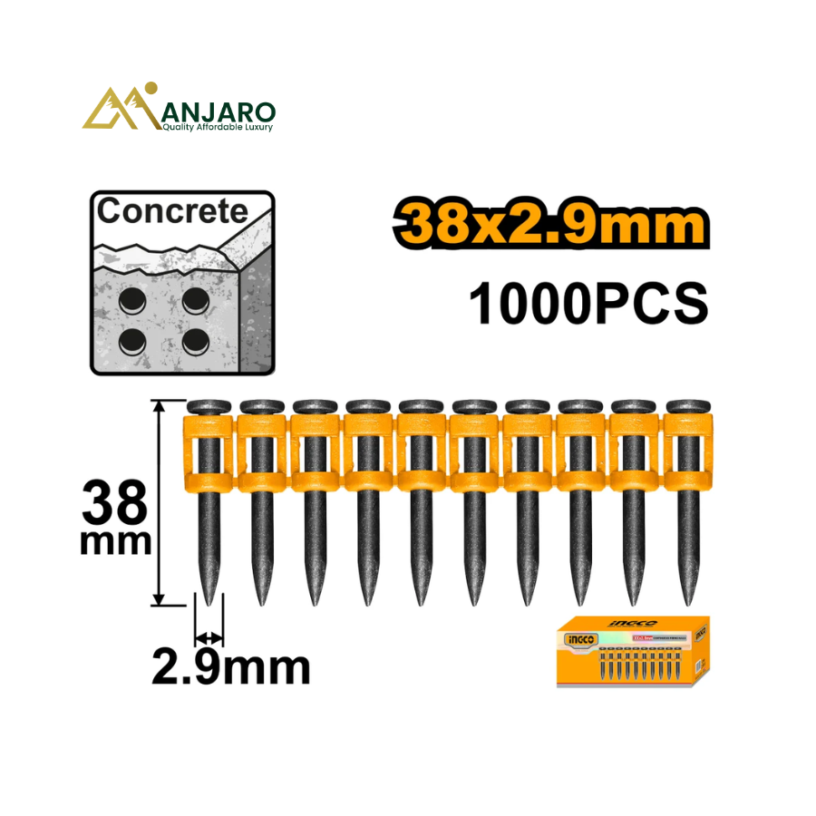 Ingco Continuous Firing Nails 38mm 1000pcs 60# Steel ANA02381