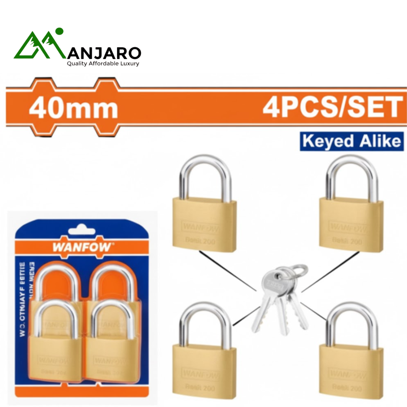 WPDT444 4Pcs Key-Alike Brass Padlock Set