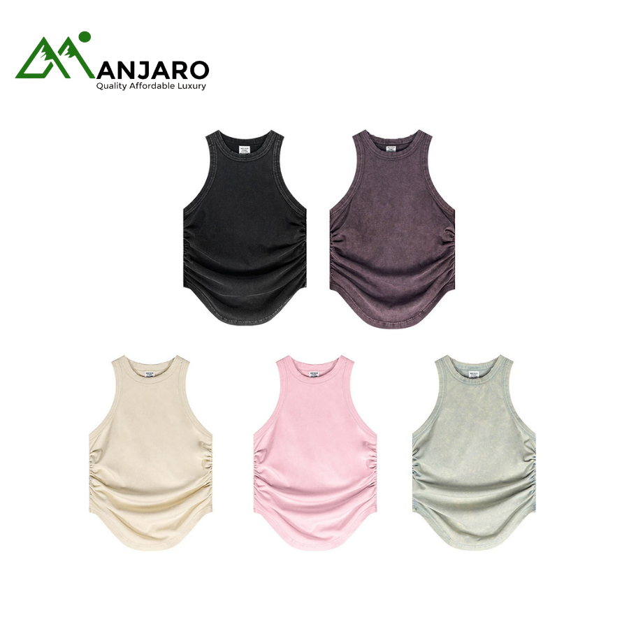 BE Women’s Clothing Spring/Summer American Street Style Pleated Vest | Sexy Pure Desire Cotton Slim-Fit Cropped Top for Women(Shipping Fee Included)