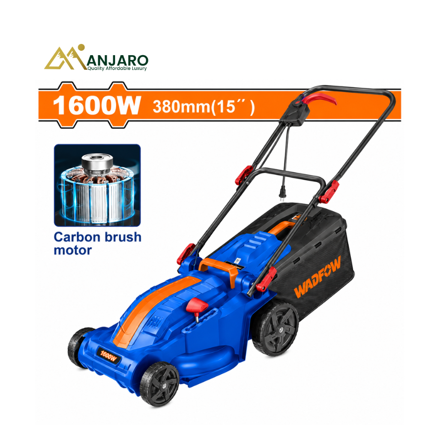 WADFOW Electric Lawn Mower – 1600W High-Power Grass Cutter – 380mm Cutting Width WEN3805