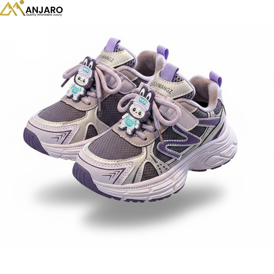 LULUWANGZI Girls Winter Plush Sneakers – Size 27/29