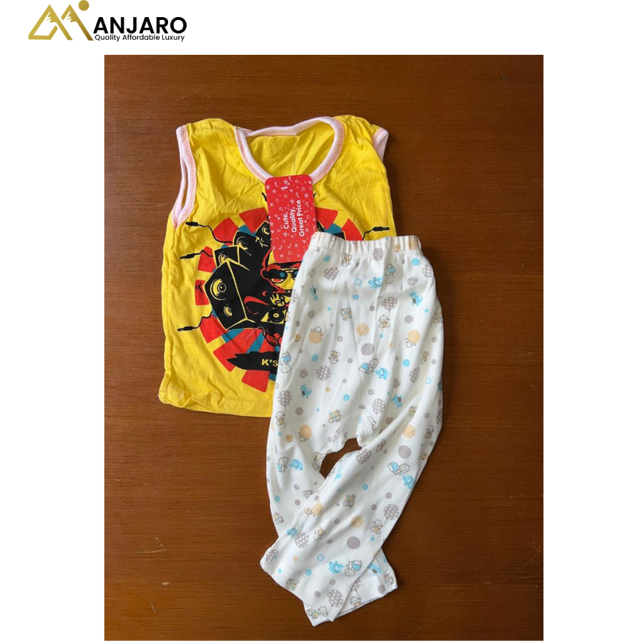 K’s Kids DJ Graphic Sleeveless Top and Balloon Print Trousers – 2-Piece Set