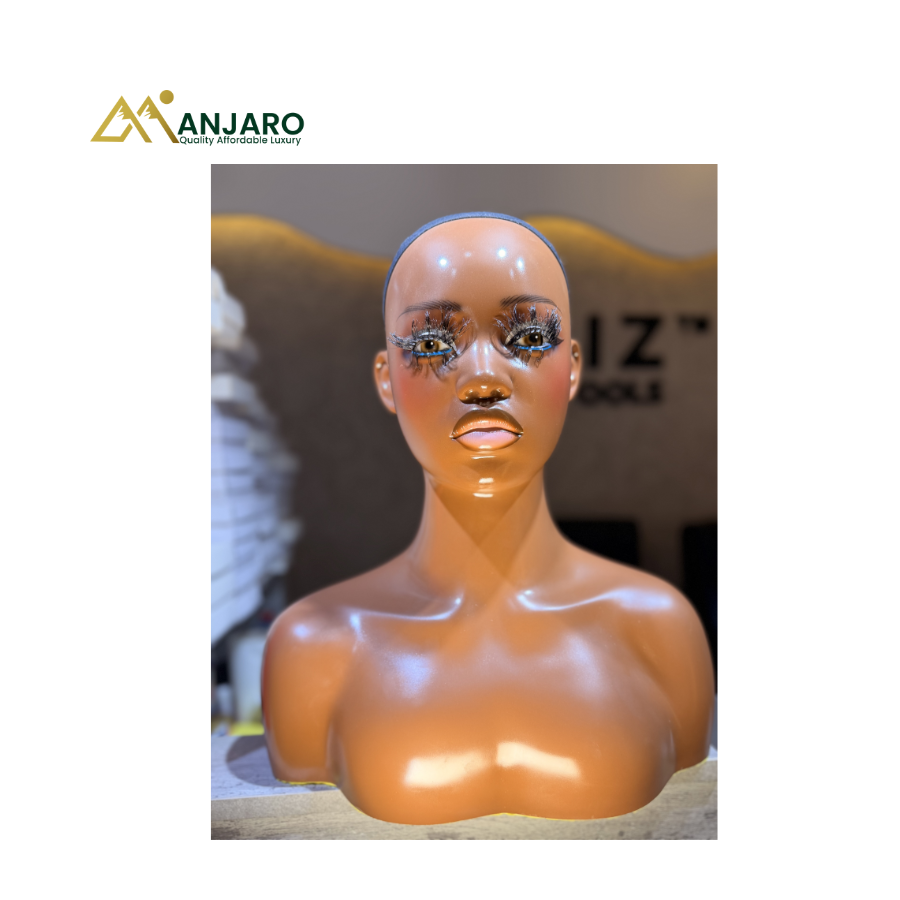 Glossy Human Face & Chest Mannequin (Pierceable) – Professional Makeup, Wig, Jewelry & Training Display Head