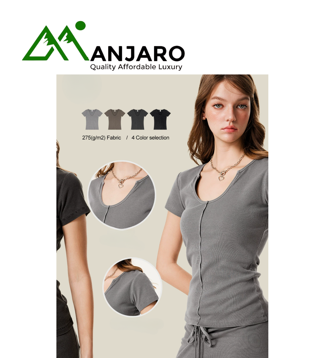 BE Women’s  Summer Hot Girl Deep U-Neck Slim Fit Short-Sleeve T-Shirt (Shipping fee included)