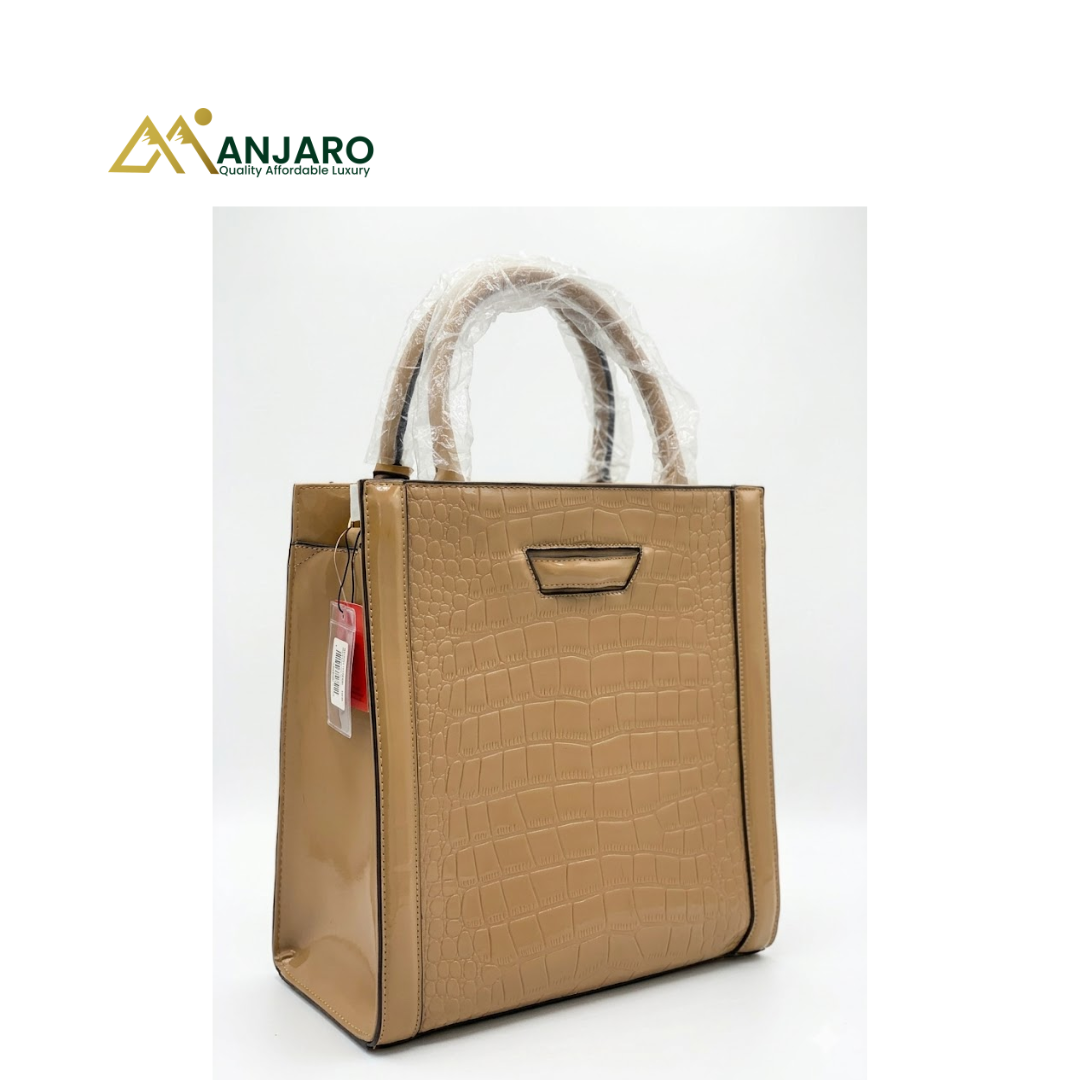 Elegant Tan Structured Top-Handle Tote – Women’s Classic Shoulder & Handbag