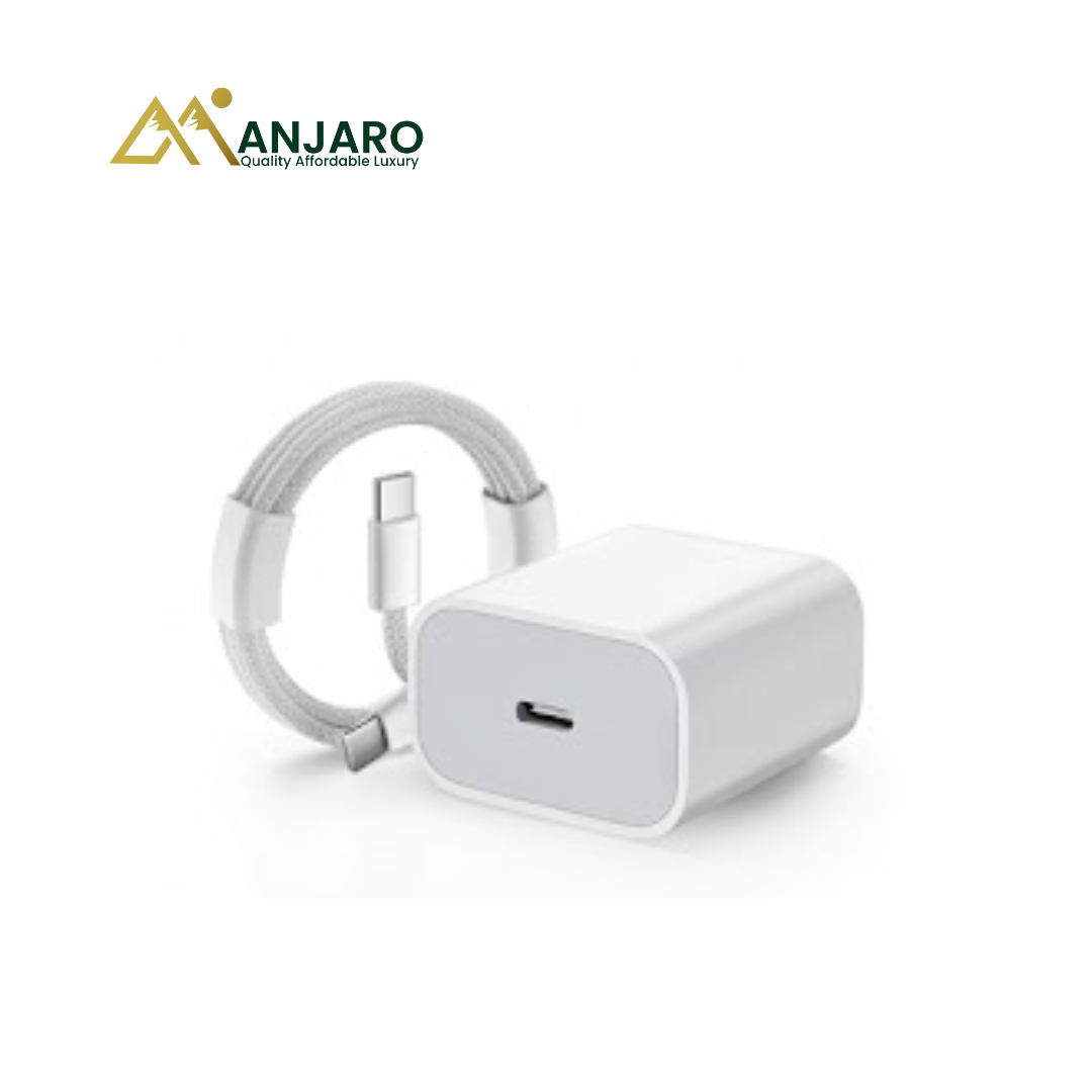 Type C–C Fast Charger 2-Pin Complete Set – iPhone 15 & 16 Series | USB-C Cable & Power Adapter