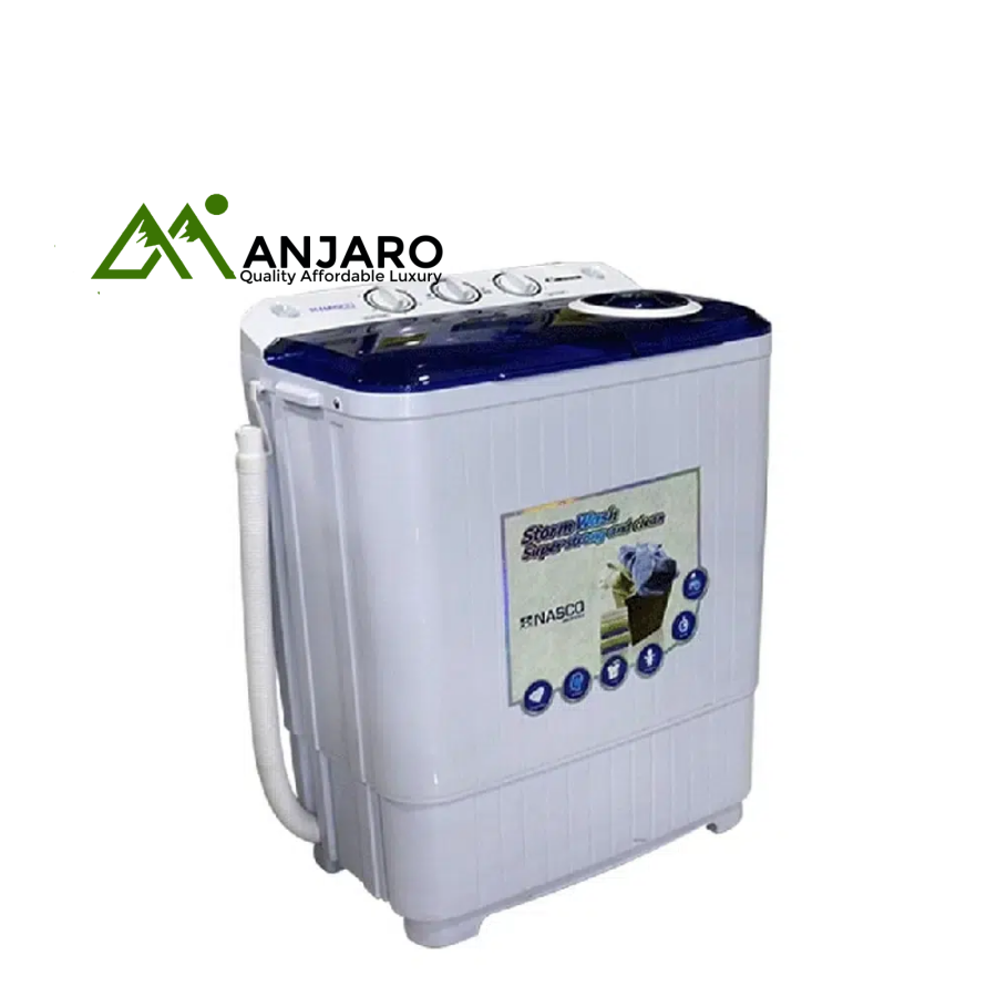 NASCO 11KG Semi-Automatic Twin Tub Washing Machine (NAS-11-TW) - Top Load, Energy Efficient