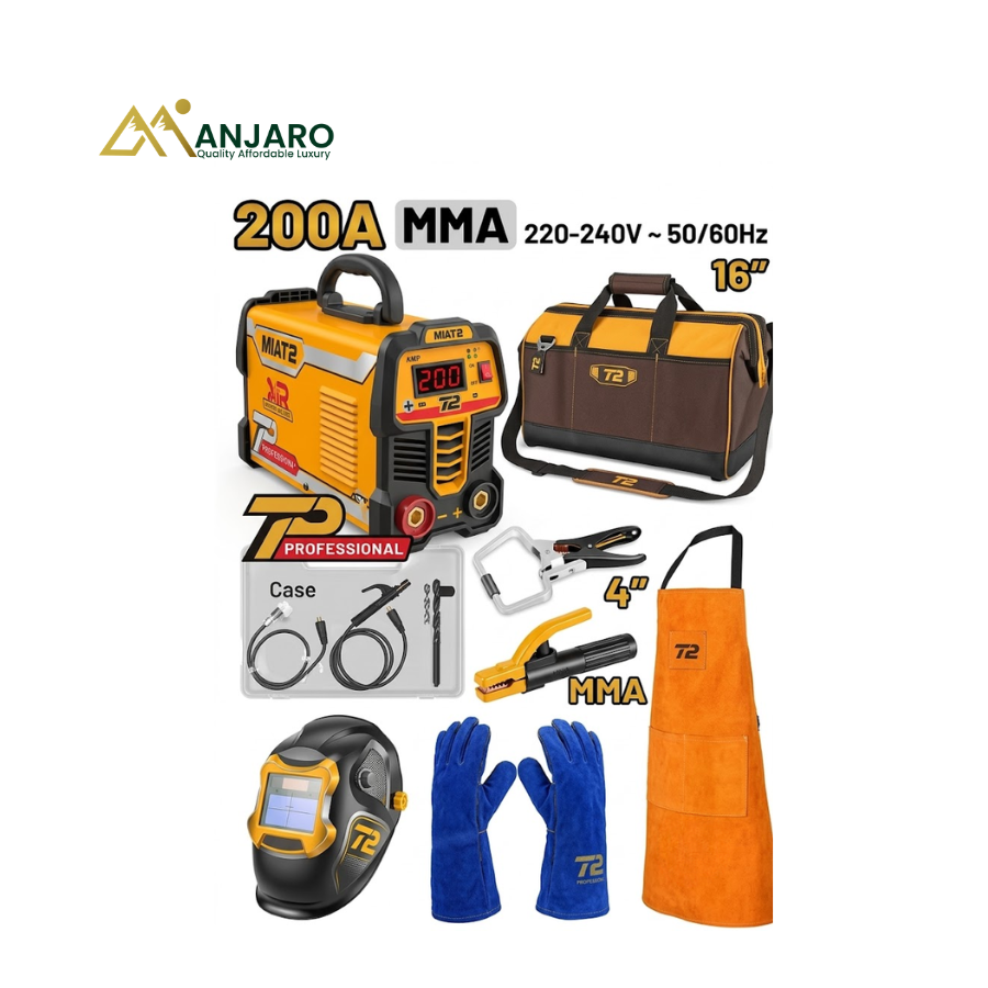 INGCO 7 Pcs Inverter MMA Welding Machine Set – 200A IGBT Welder with Helmet & Accessories COS25075