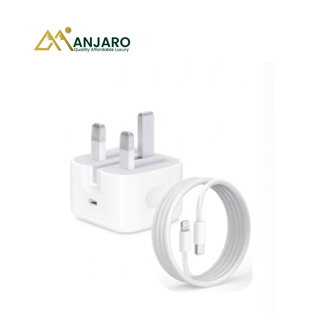 iPhone Fast Charger 3-Pin Complete Set – iPhone X to 14 Pro Max | Lightning Cable & Power Adapter